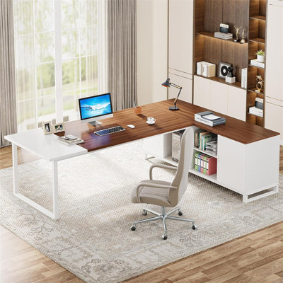 Bureau de direction de 70,8 pouces avec classeur de 55 pouces (sans la chaise)