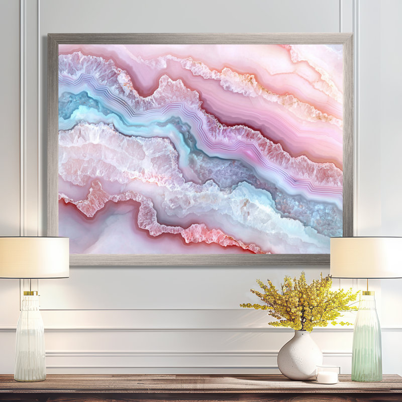 «Agate Dream River I», reproduction d'art sur pierre, 12" H x 20" W, Reproduction encadrée, Argent argent