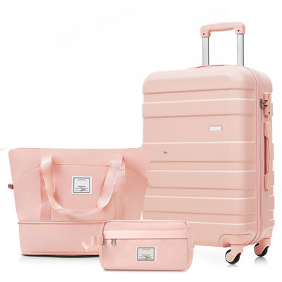 Ensemble de bagage 3 pièces - Valise à carreaux 24 po avec sac de voyage TSM