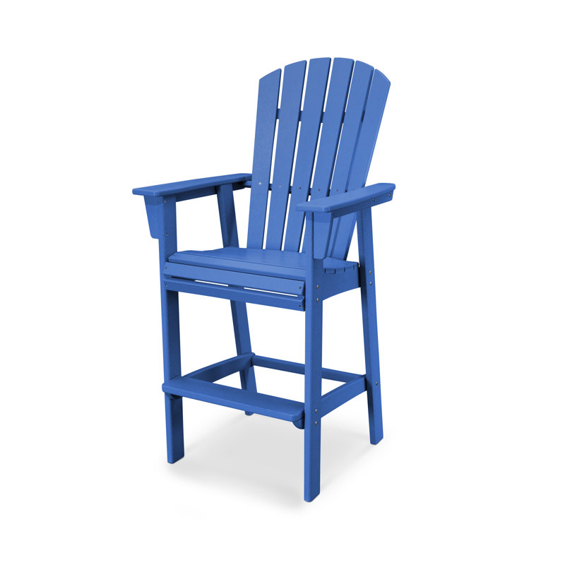 POLYWOOD Nautical Curveback Adirondack Bar Chair, 29.25", Pacific Blue