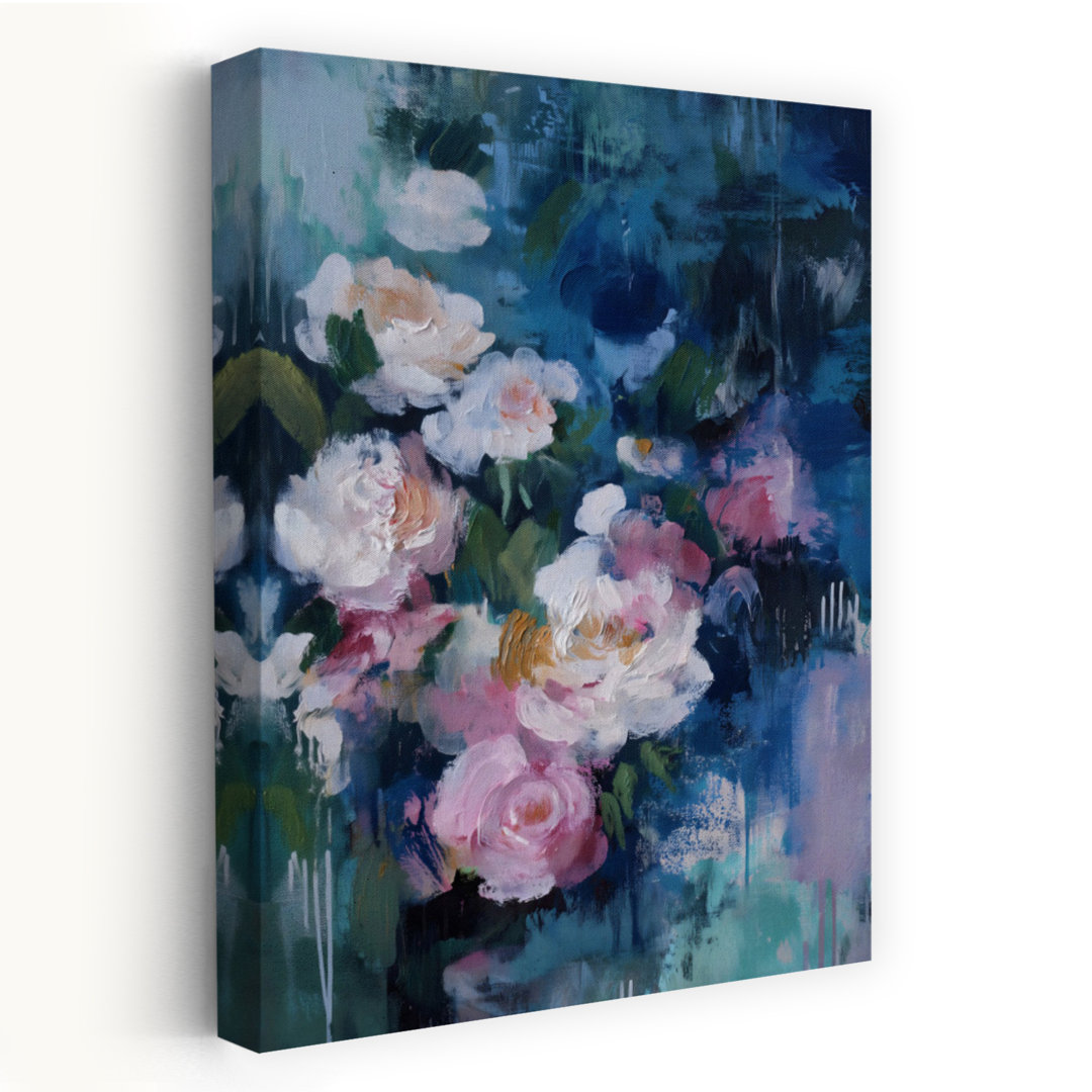 Blue Flower Abstract Abstract Bold Contemporary Peony Nature Wall Art Print