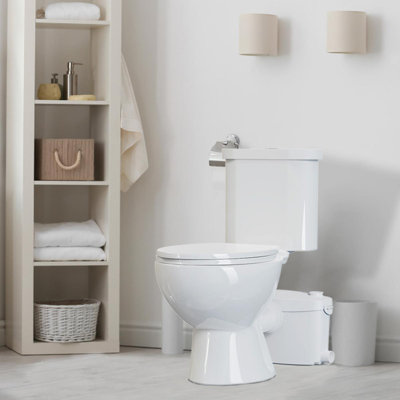 Toilette à macération avec système de toilette à chasse d'eau, moteur 600W et pompe à déchets SUPERFLO
