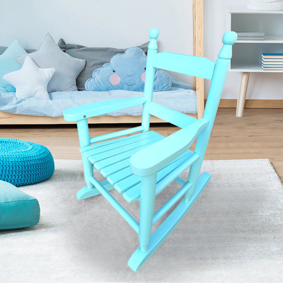 s Chaise berçante, bleu - bois massif pour plus de stabilité Intérieur / extérieur Siège lombaire confortable Structure en bois franc Support intérieur et extérieur pour os et muscles