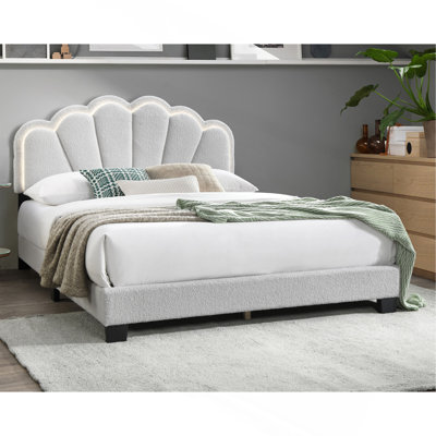 Cadre de lit plateforme en tissu d'ameublement avec tête de lit 1pc