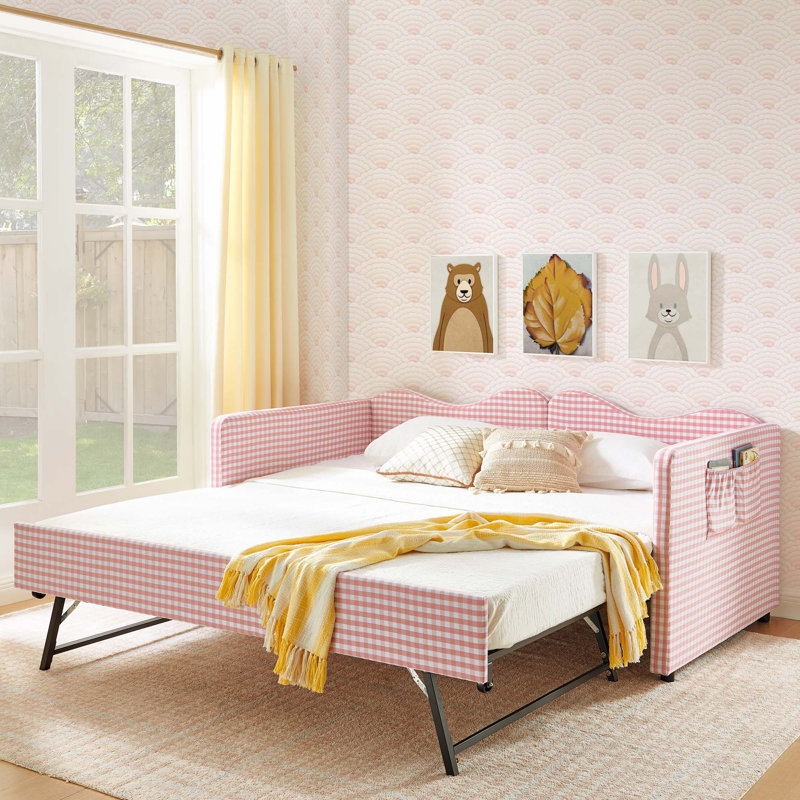 Lit de jour avec lit gigogne escamotable, Twin, Pink