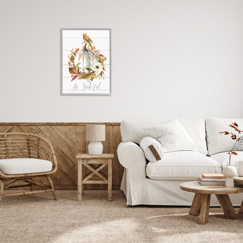 Be Be Grateful Fall, citrouille, art giclée par Carol Robinson, H 30 po x l 24 po x P 1,5 po, Estampe numérique Farmhouse