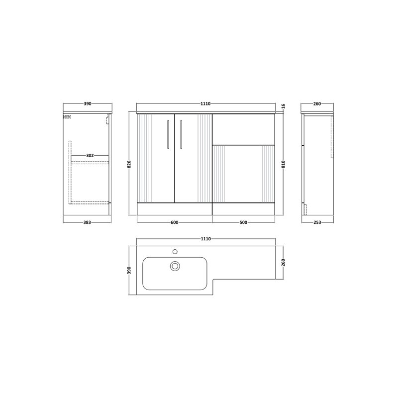 Deco 1105 mm Bathroom Vanity, Satin White