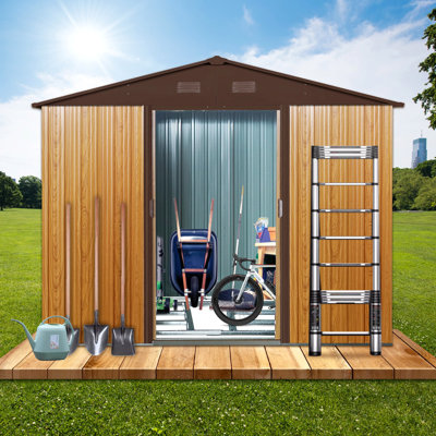 8Ft X 6Ft Outdoor Metal Storage Shed With Metal Foundation
