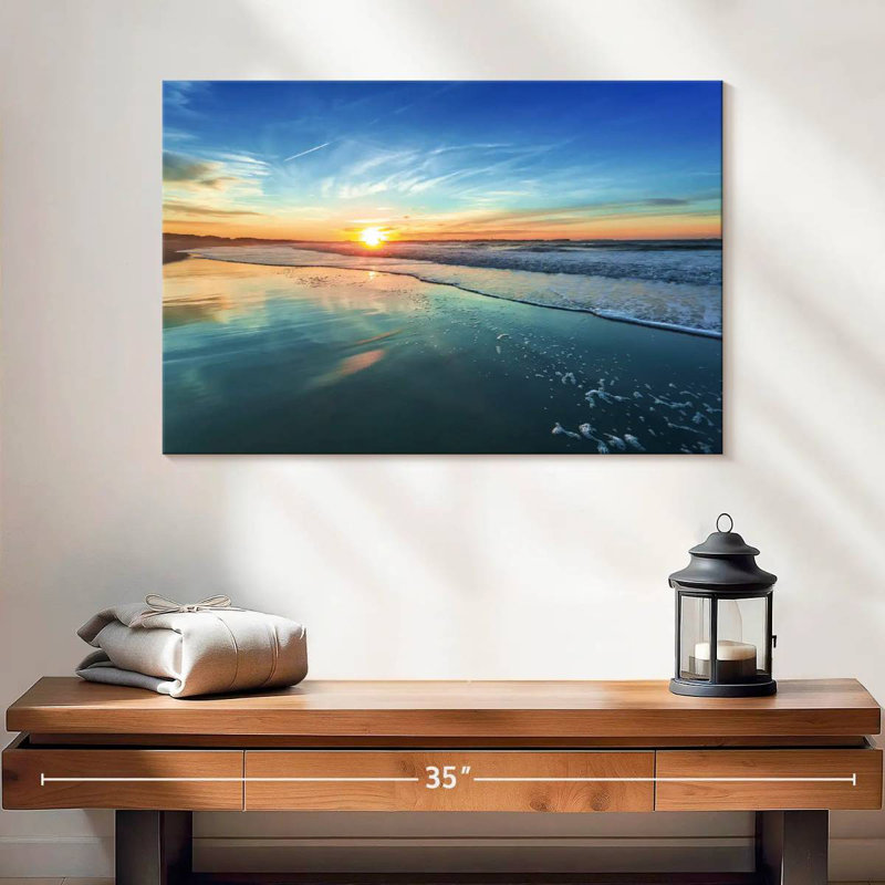 Gillard, soleil sur la plage, horizon, H 16 po x l 24 po