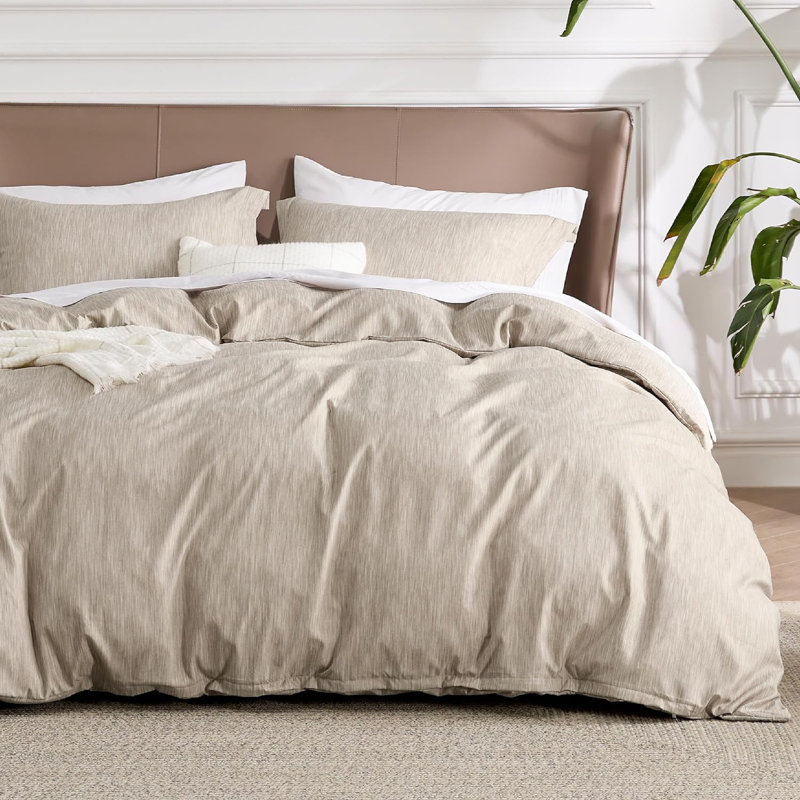Bedsure Super Soft Cationic Dyed Duvet Cover, Full Duvet Cover + 2 Standard Pillowshams, White Swan