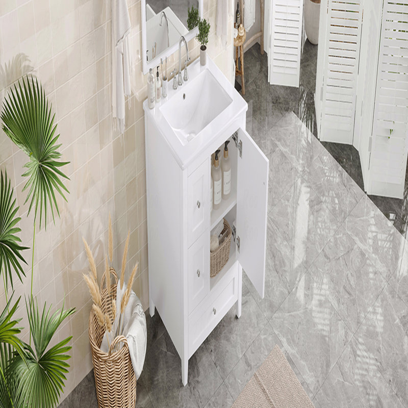 Meuble-lavabo 24 po avec rangement, tablette réglable, panneau de fibres à densité moyenne et bois d'hévéa, séparateurs amovibles