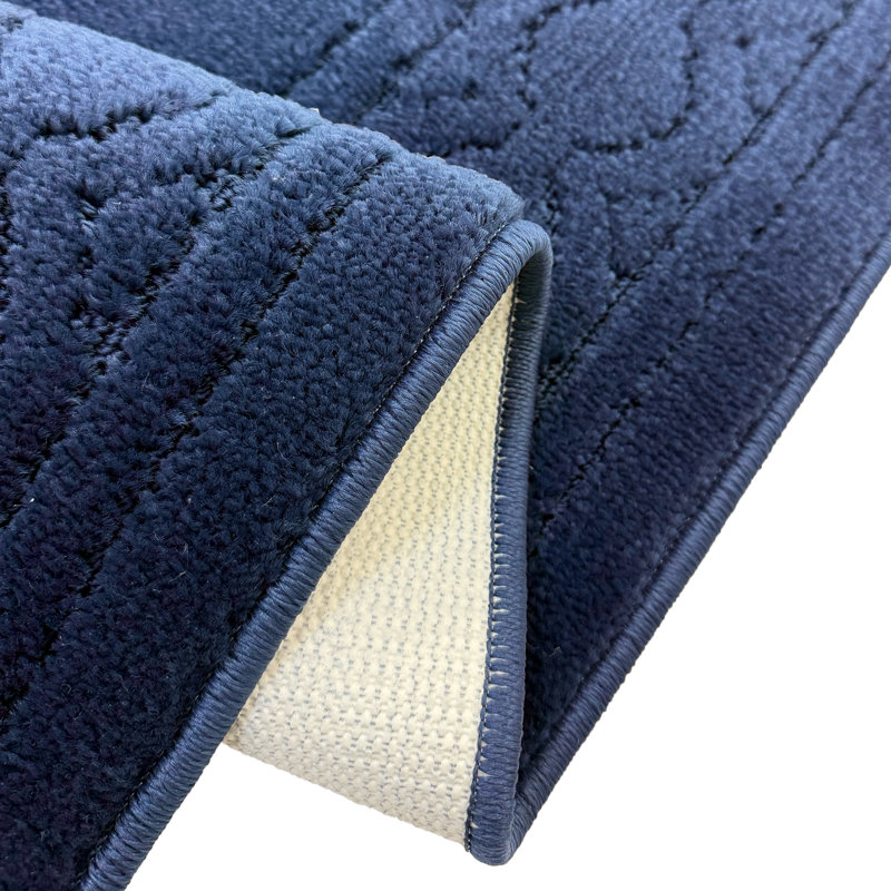 Custom Size Anti-Slip Soft Pile Chain Navy Runner Rug, Runner 2'2" x 6'