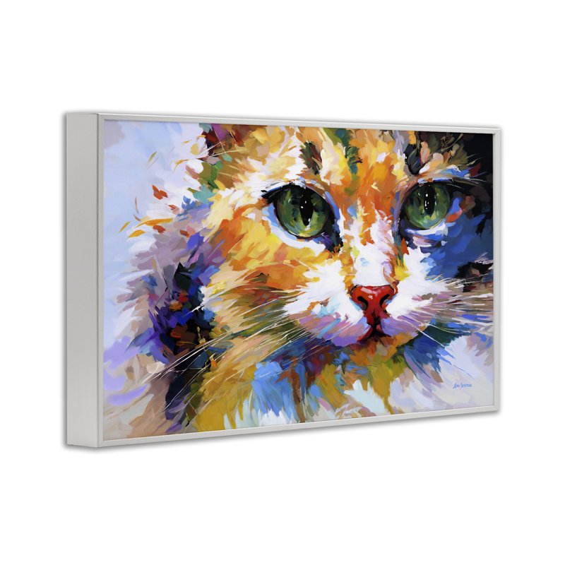 «Manx Cat Cate», estampe numérique par Leon Devenice, Giclée encadrée blanc bord de mer, H 16 po x l 24 po