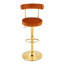 Ensemble de 2 tabourets de bar réglables en velours doux avec pieds dorés électrolytiques - Chaise de bar et de salle à manger (orange rouillé)-130495801-130495802