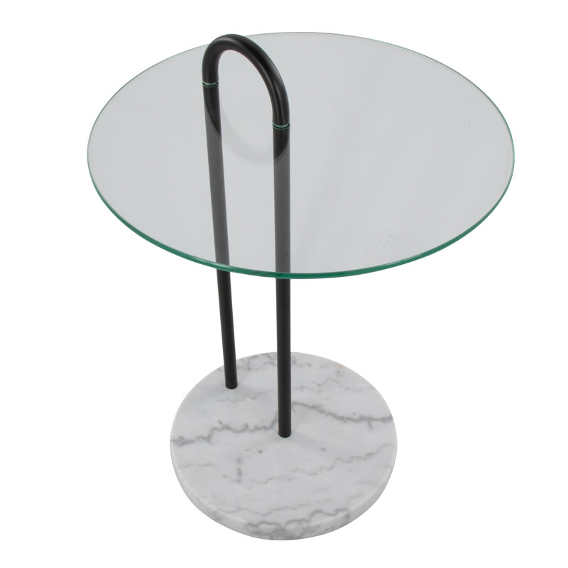 Table de bout Reasor, Marbre blanc / acier noir