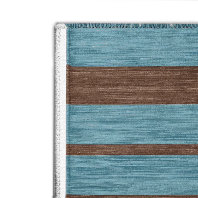 Tapis intérieur / extérieur bleu HorizontalStripes, Rectangulaire 2 pi x 3 pi