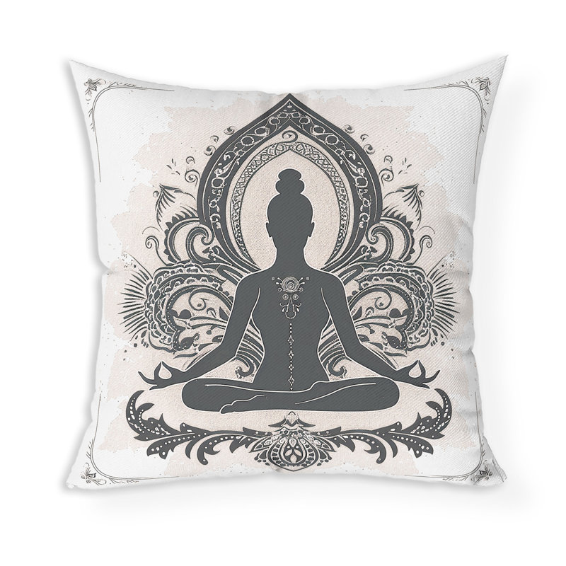 Solace Spiral Indoor/Outdoor Square Throw Pillow, 20"H x 20"W, Gray/Pink