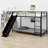 Metal Bunk Bed With Slide And Guardrails,-3625819-3625821