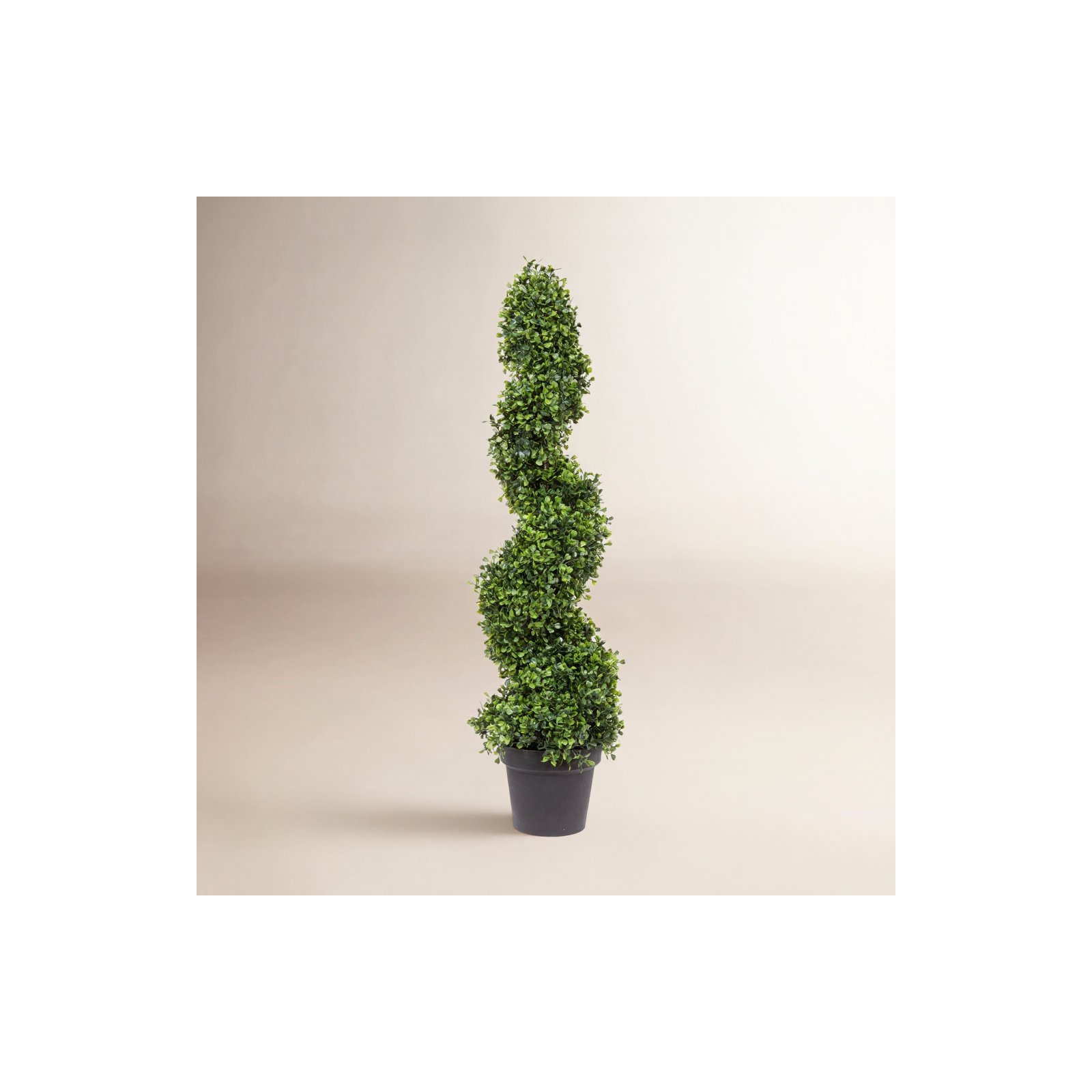 Artificial Potted Green Boxwood Spiral Tree, 36" H x 9" W x 9" D