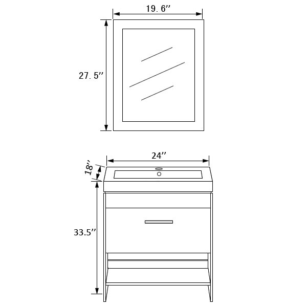 Anja 24'' Single Bathroom Vanity with Ceramic Top