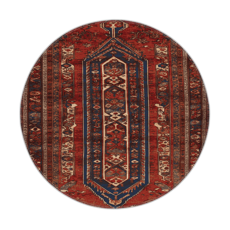 Tapis d'intérieur et d'extérieur brun Persian, Rond 5 pi