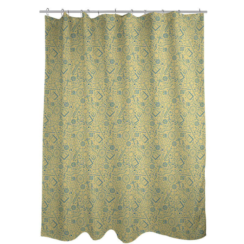 Rideau de douche simple classique RPG, Jaune / Bleu