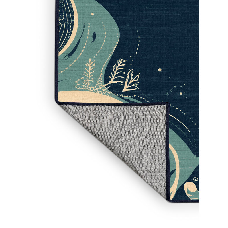 Tapis de couleur unie bleu marine lavable à la machine Wilkerson, 7 x 9