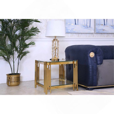 Table de bout carrée de 20 po de large avec plateau en verre Woker Furniture