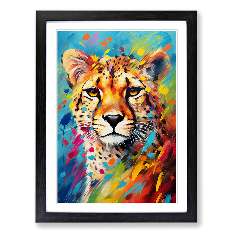 Cheetah Abstract No.2 - Single Picture Frame Print on Wood, 34cm H x 25cm W x 2cm D, Black Framed