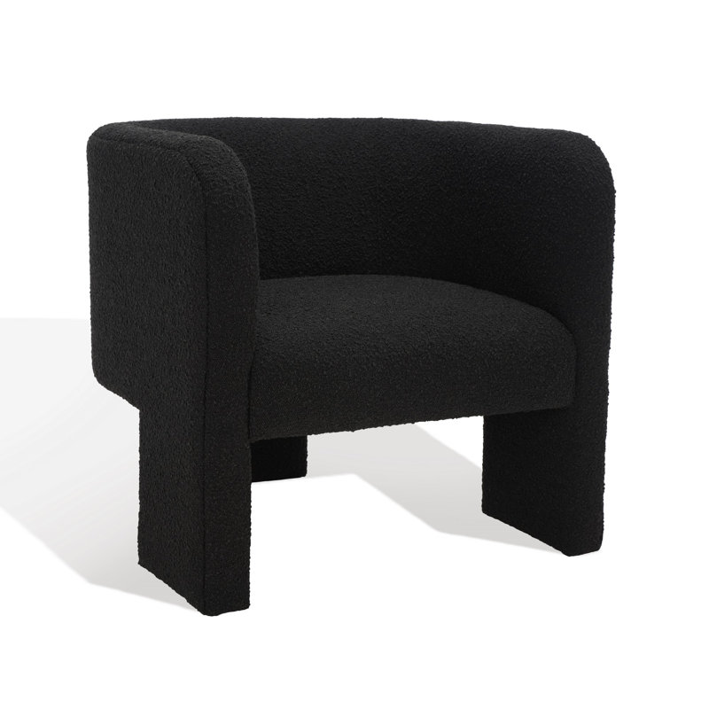 Ellum Upholstered Barrel Chair, Black Faux Lambs Wool