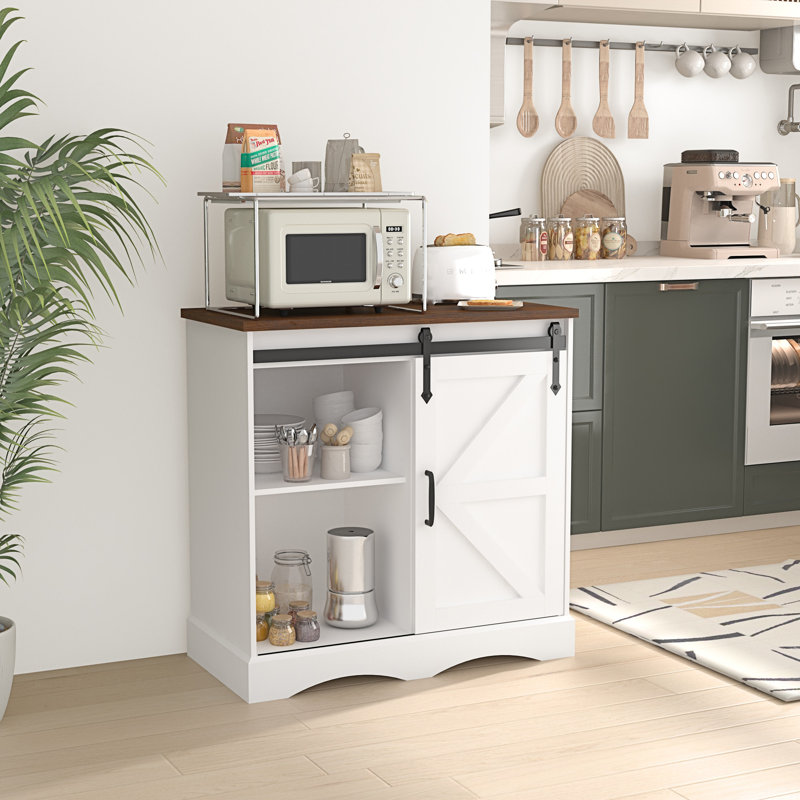 Buffet en bois manufacturé de 31,5 po de largeur Mekhiah, Blanc