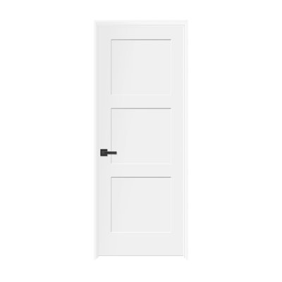 (Pré-verrouillé) Porte pré-suspendue à 3 panneaux intérieurs avec montants de porte de 4 9/16 po