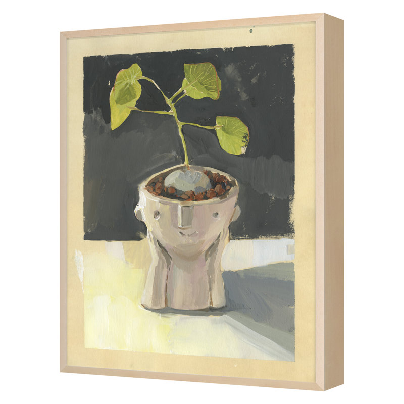 Petit homme par PC Ngo - Peinture sur papier d'un seul cadre, H 24 po x l 18 po x P 2 po, Érable