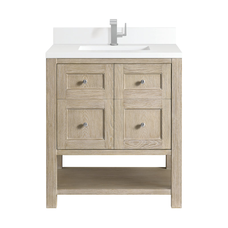 Breckenridge 30'' Single Bathroom Vanity with Top, White Zeus, Whitewashed Oak, Single-Hole