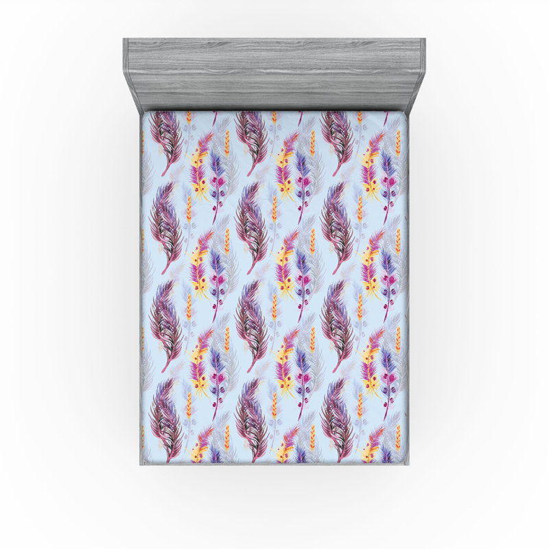 Drap-housse Ambesonne Boho Feathers, Drap-housse très grand californien