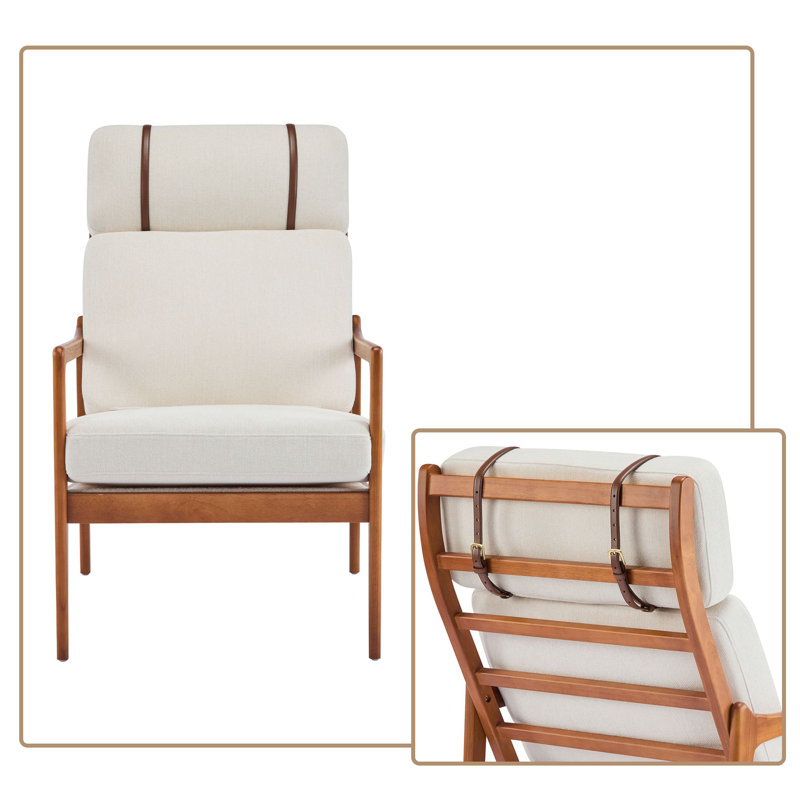 Méridienne Mid-Century, Tissu beige