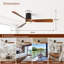 60 in. LED Indoor/Outdoor Flush Mount Matte Black Ceiling Fan with Wood Blades, 6-Speed DC Remote Control