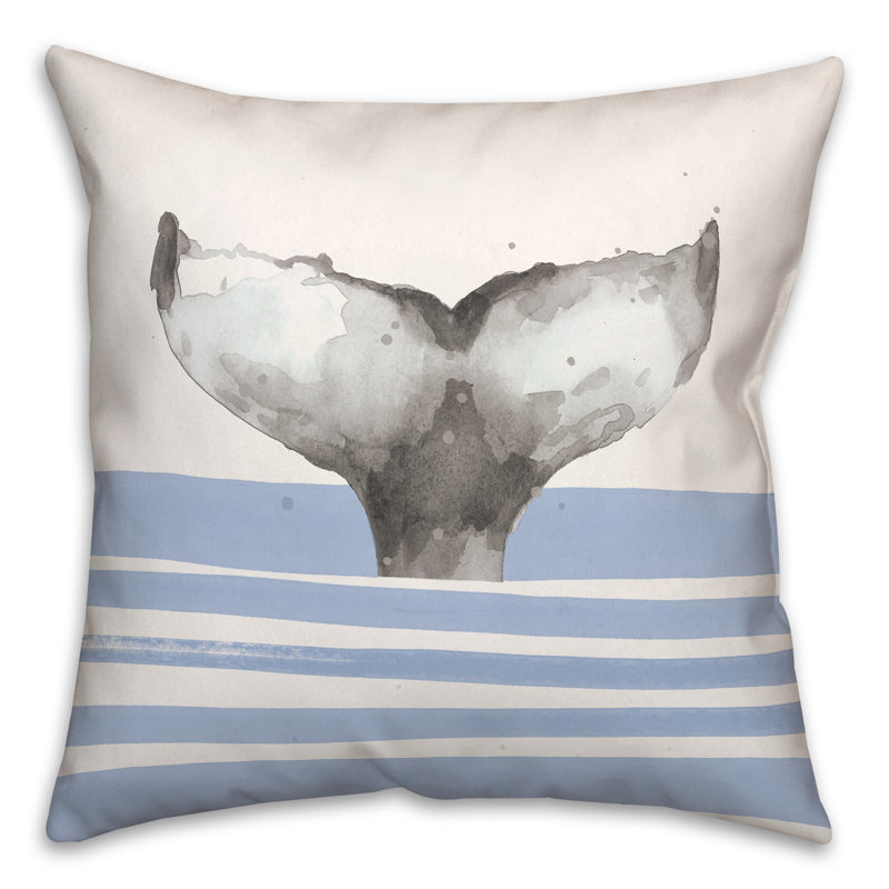  Whale Tail Square Pillow Cover & Insert, Blue