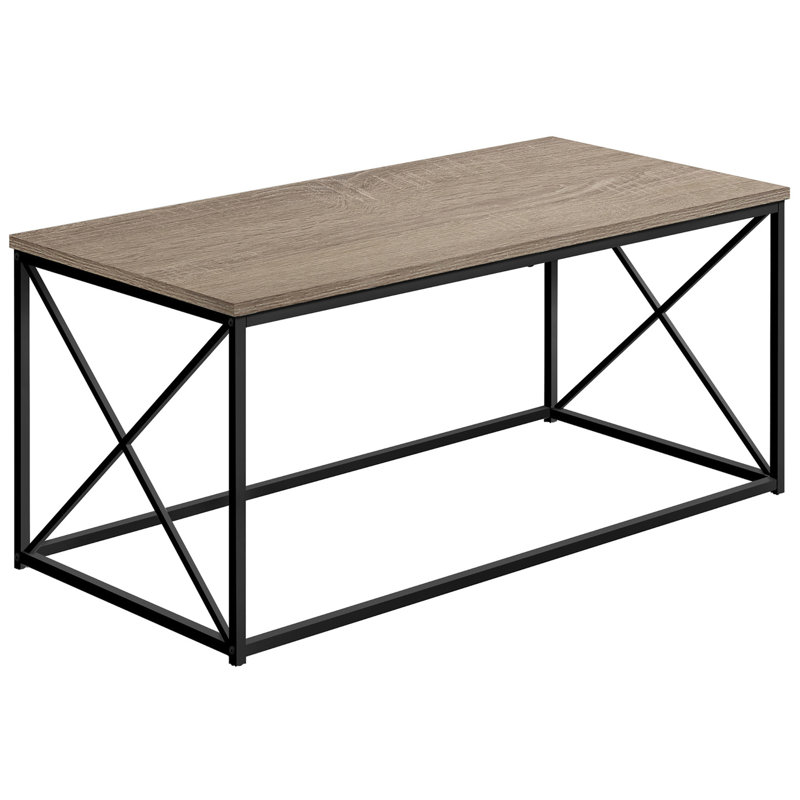 Table d'appoint contemporaine avec plateau rectangulaire en stratifié taupe et cadre en métal noir