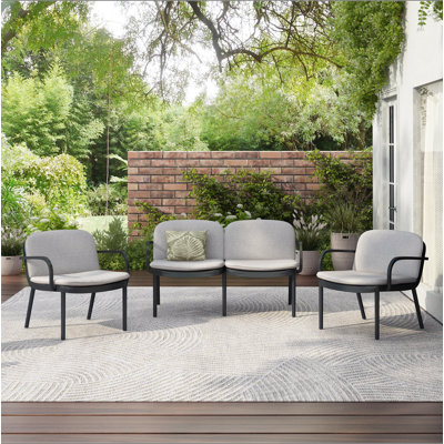 Luna Outdoor Patio PP 3PCS CHAT SET, Frame With Cushion, (2Pcs Club Chairs And 1Pcs Loveseat)