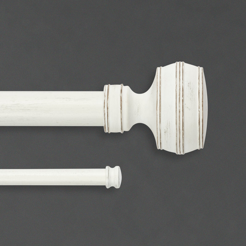 Poignée de porte Cambria Designer Series Farmhouse Antique Dia. Tringle à rideaux double à longueur fixe, Blanc