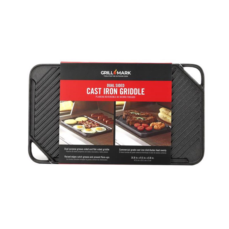 Grill Mark Black Cast Iron Reversible Griddle 16.75 x 9.5 in.