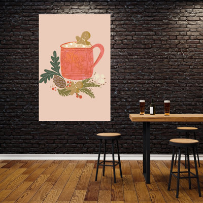 Tasse de chocolat chaud au pain d'épice, art contemporain contemporain rustique abstrait
