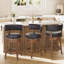 Tabouret de bar pivotant rembourré de 76 cm (30 po), tabouret d'îlot de cuisine pivotant à 360° avec siège et dossier rembourrés, structure en bois massif, repose-pieds et garniture cloutée.-936388590-957258354-958391966