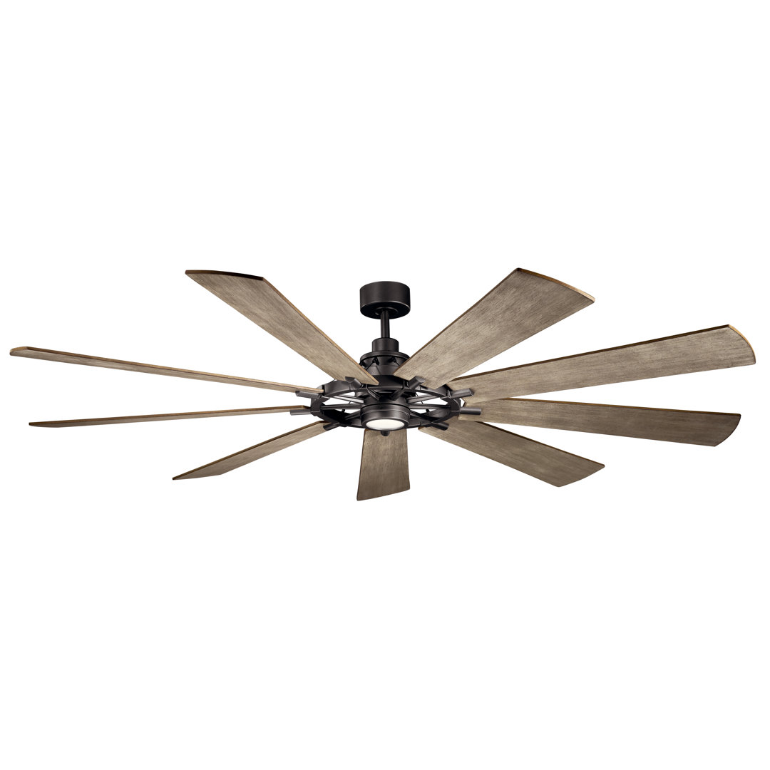 Gentry 85" 9 - Blade LED Windmill Ceiling Fan with Wall Control and Light Kit Included Kichler Lighting 