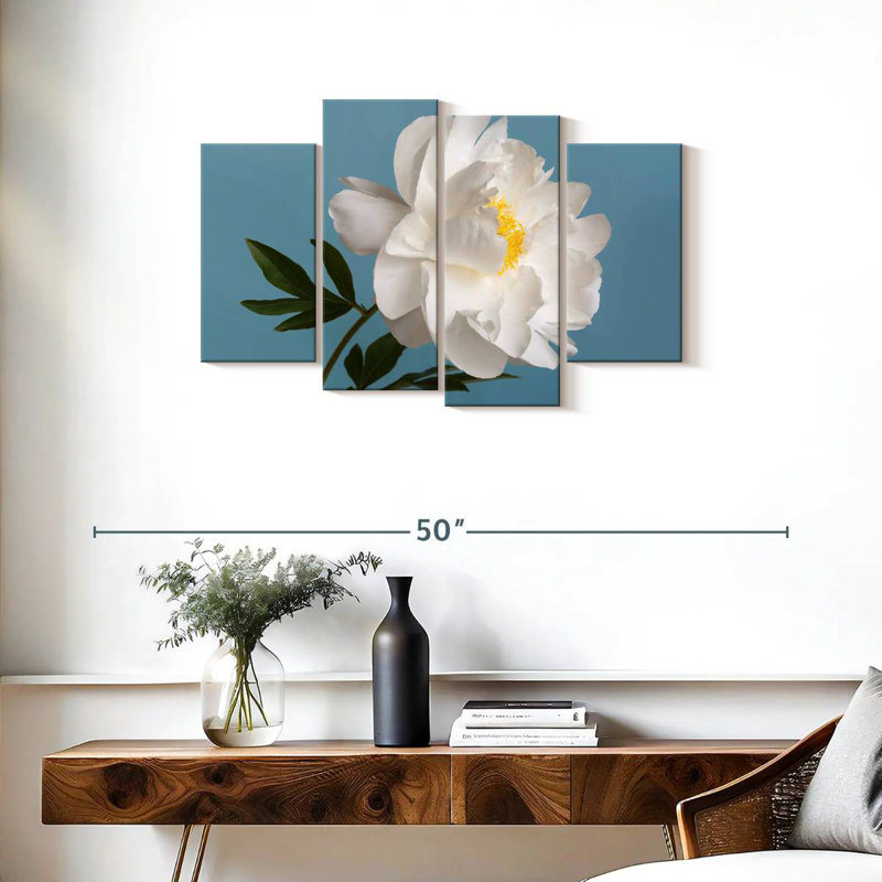 Harnek White Peony Flower, 22" H x 36" W