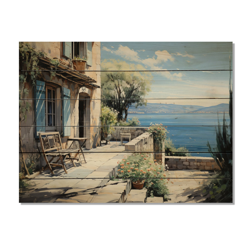 Retraite côtière française à Cannes I sur impression sur bois, H 10 po x l 20 po x P 0,78 po