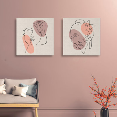 Élégantes toiles décoratives (2 pièces) de 15,8 po x 15,8 po chacune | 100% toile avec cadre 100% bois | Parfait pour la décoration de salon ou de chambre à coucher, art accrocheur pour les espaces modernes
