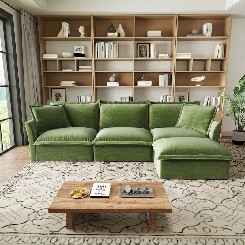 120Inch L-Shaped Sectional Sofa Couch,Modern Oversized 3 Seater Slipcovered Sofa Set For Living Room Office,Chenille Fabric