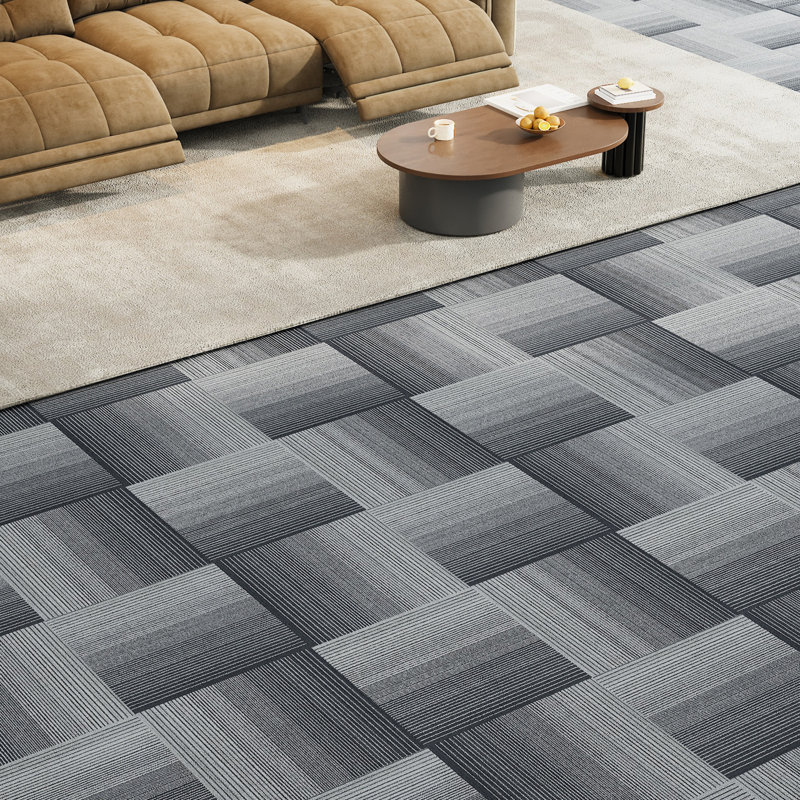 50cm W x 50cm L Textured Cut And Loop Polypropylene Plastic Carpet Tile
